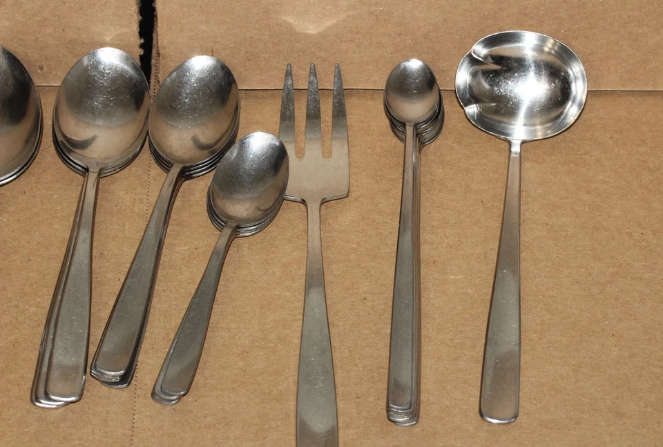 Mid Century Gense Sweden Facette Stainless Flatware Set 35 Pieces Service for 4 - Image 3 of 4