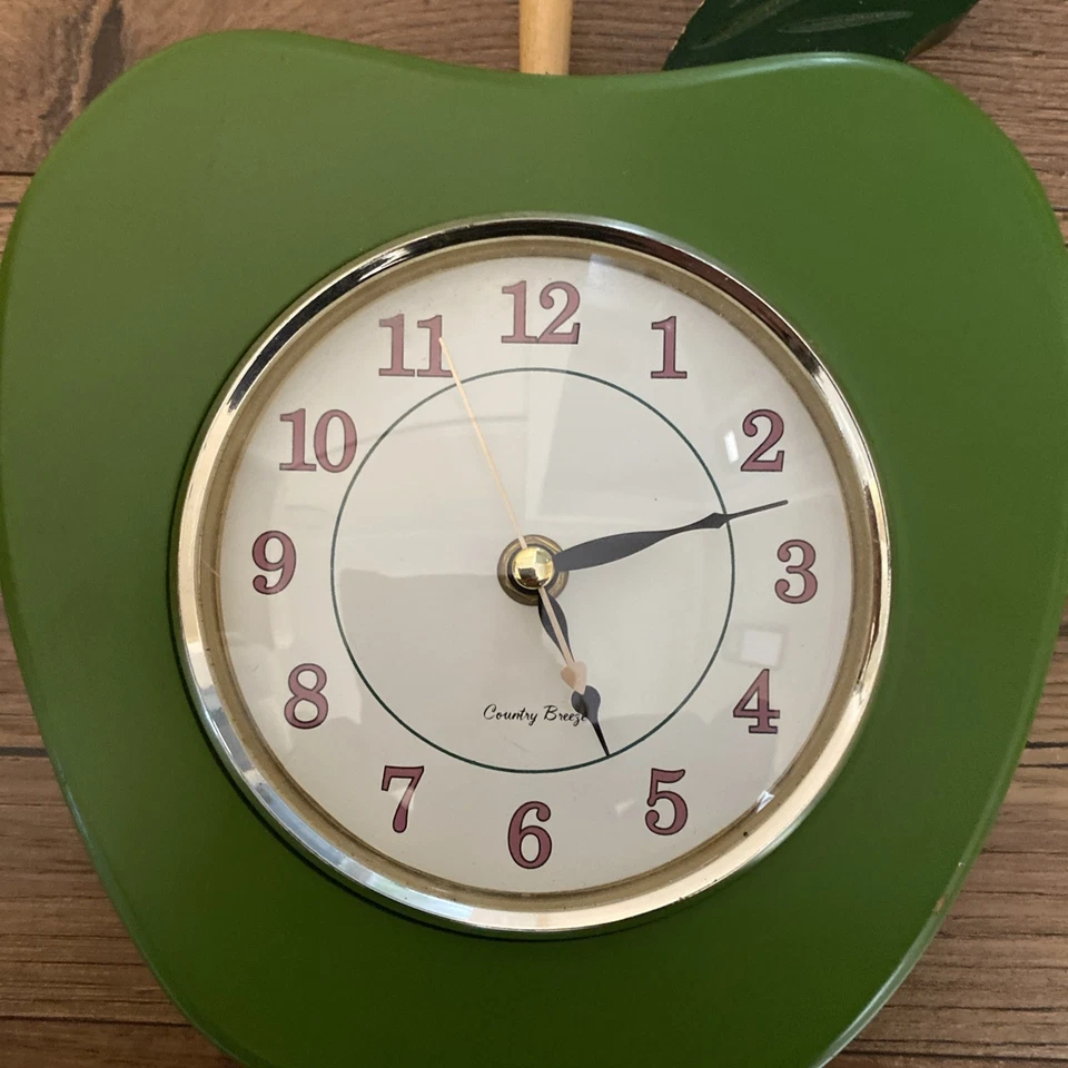 Relógio de maçã verde esterlina e nobre vintage 9" decoração de campo fazenda - Imagem 3 de 4