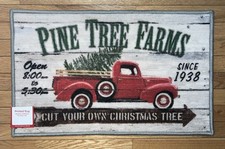 Christmas Doormat 17  x 27  Slip Resistant Classic Red Truck Machine Washable