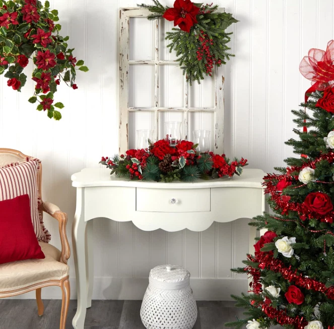 Nearly Natural 4659 Hydrangea Holiday Candelabrum Centerpiece - Image 4 of 4