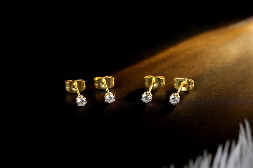 FOSIR 6 Pairs Tiny Women's Stainless Steel Round Clear Cubic Zirconia Stud Ea... - Picture 3 of 4