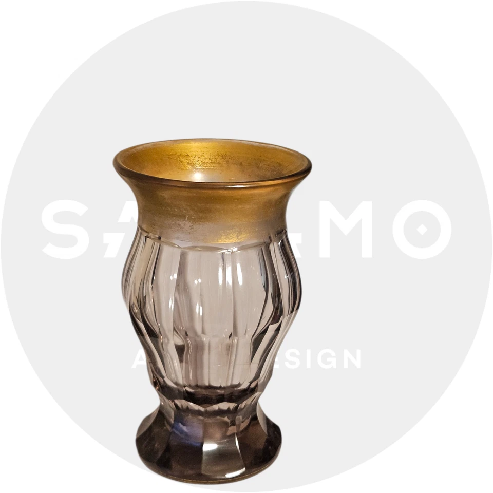 Vase soliflore en cristal de Bohême col doré – petit vase ancien or - Photo 4/4