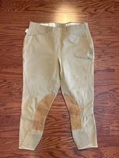 THE TAILORED SPORTSMAN Breeches 32 Women Pant Khaki Riding Equestrian Knee Patch