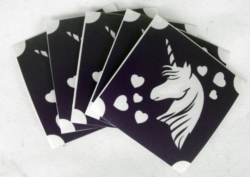 GLITTERTATTOO4YOU 5 tattoo stencils glitter tattoo body jewelry UNICORN heart bm859h SUPER GREAT