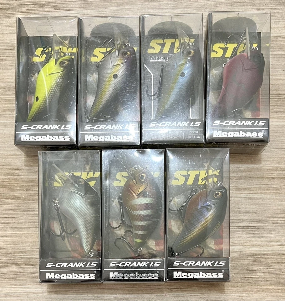 Megabass (Lote de 7) S-Crank 1.5 Square-bills, Bass, ¡Envío gratis! ¡TNM! Foto 3 de 4