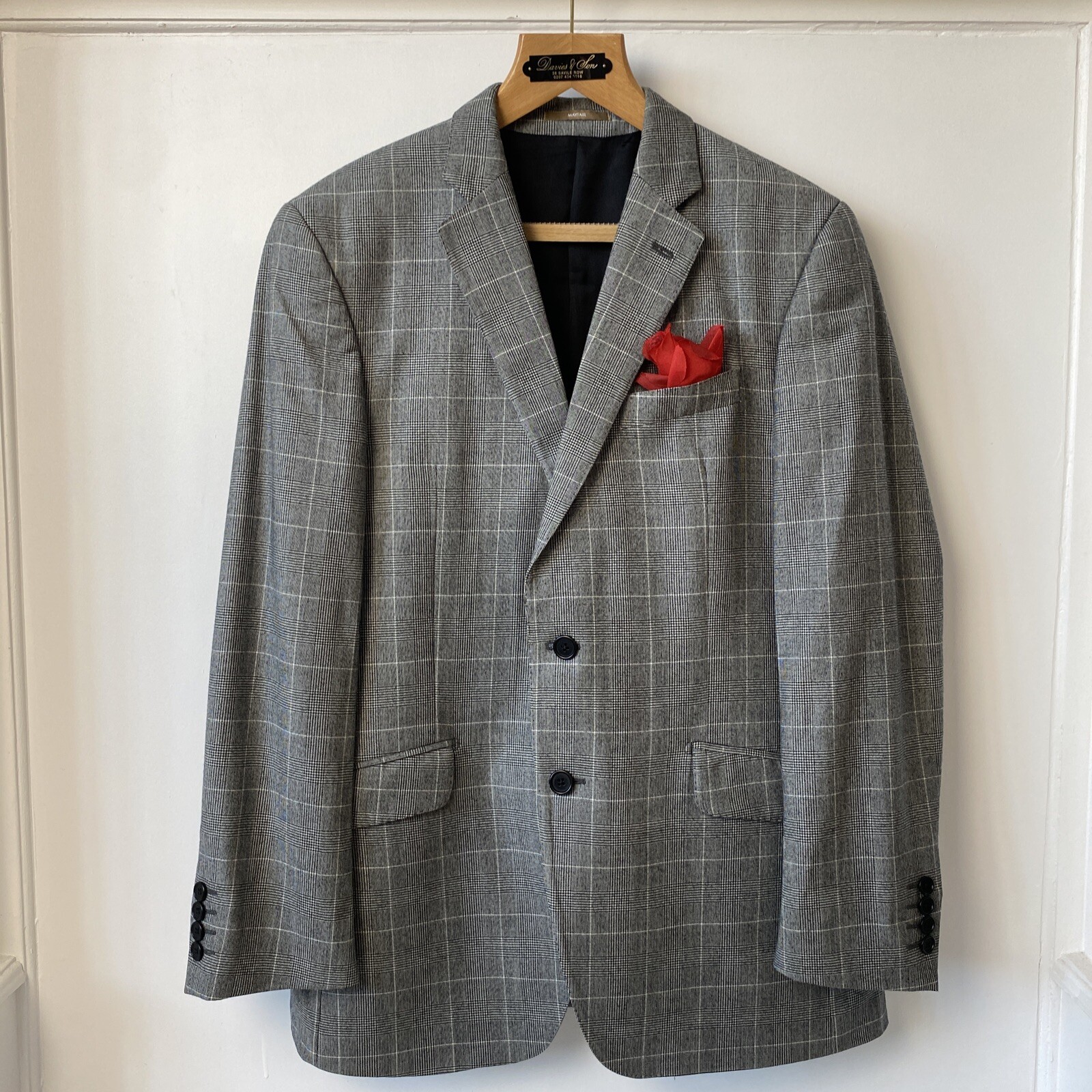 FILA Giacca sportiva Richard James Savile Row (40R) lana check POW TWEED grigio moderno