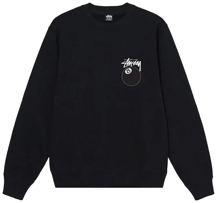 New Stussy Ball Crewneck Sweatshirt Pullover Graphic Print Men Medium  Black