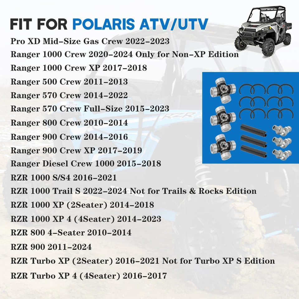 Front & Rear Prop Shaft U-Joint 3SET for Polaris RZR 900 2014 2015- 2020 3235500 - Image 2 of 4