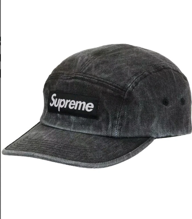 Casquette de camp en denim enduit noir Supreme SS24 taille unique neuve EN MAIN