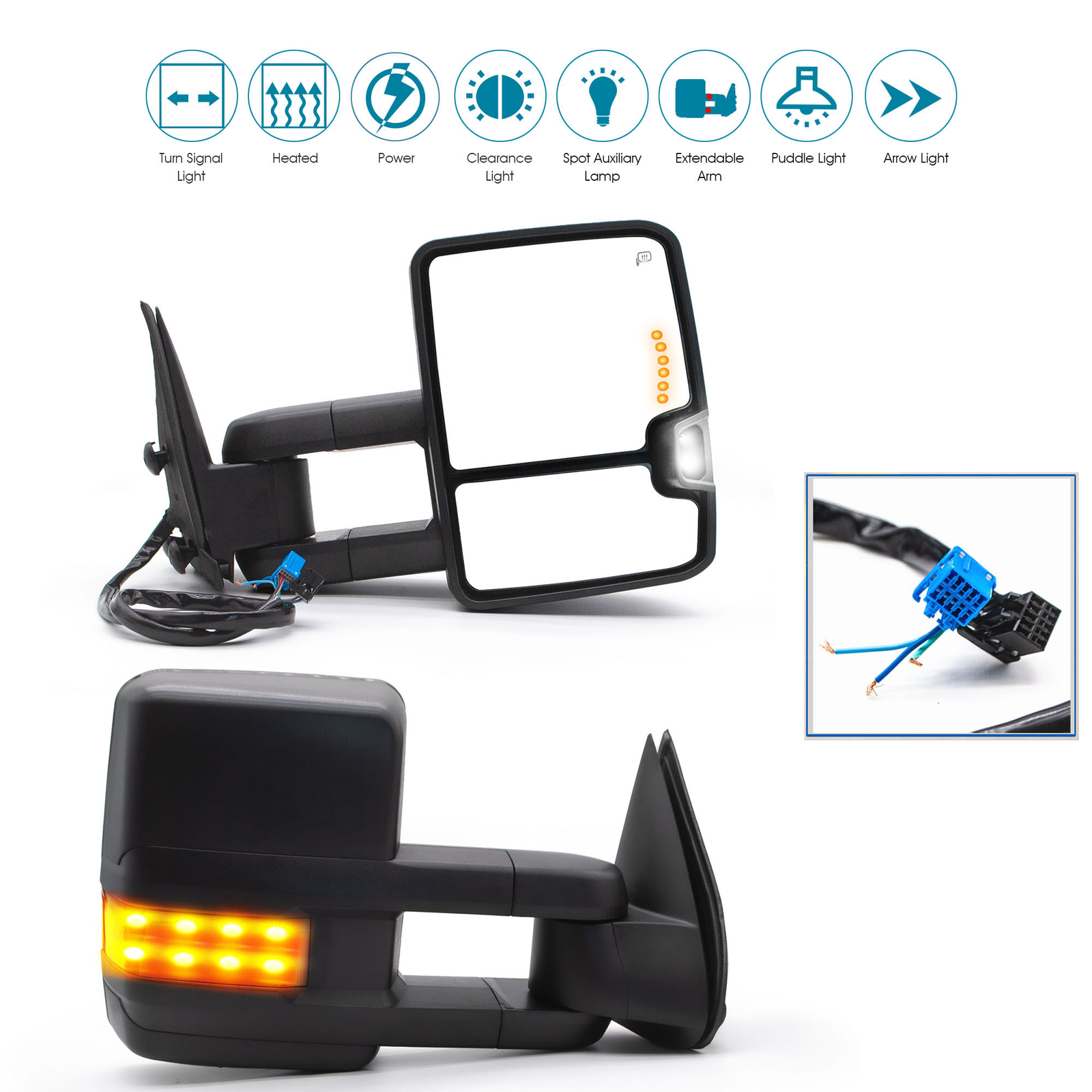 2003-2006 Chevy Tahoe Suburban Power Heated Signal Tow Mirrors Pair