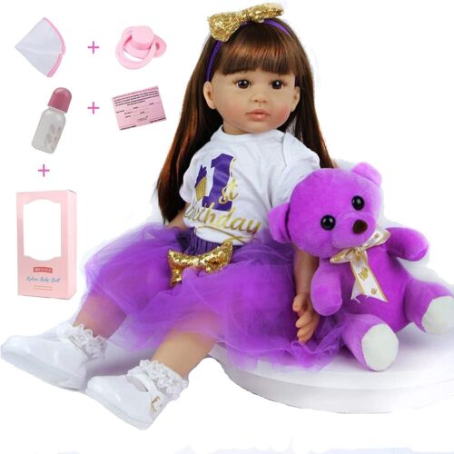 24" Real Life Reborn Baby Dolls Vinyl Silicone Realistic Newborn Girl Doll Gift
