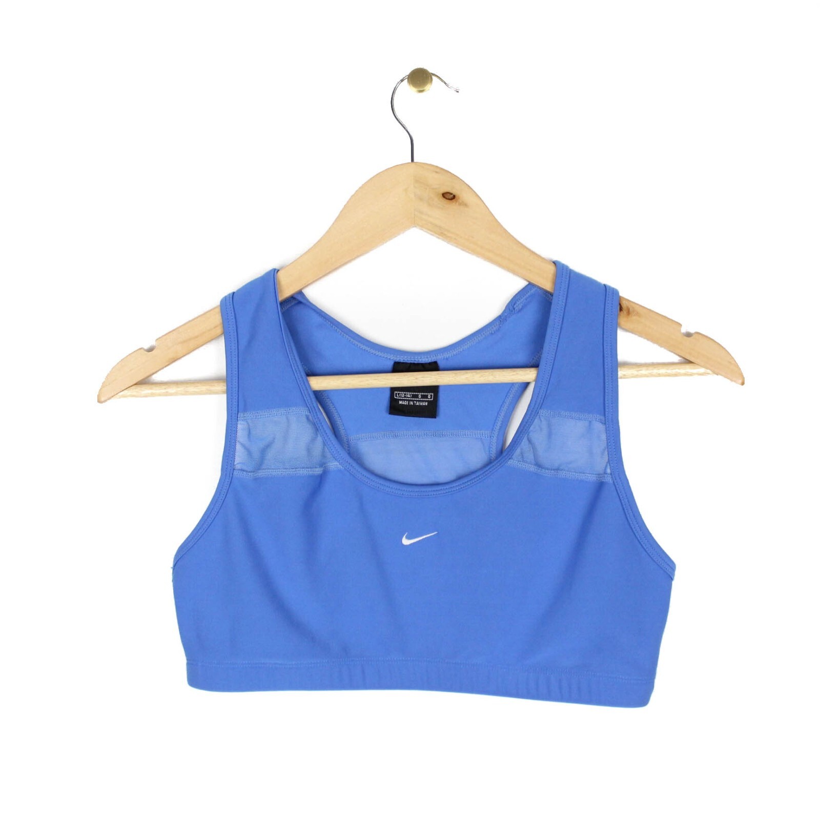 Nike Vintage Sports Bra Crop Top 90s Blue Centre Swoo… Gem