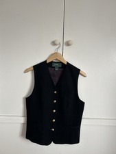 Lauren Ralph Lauren 100 % Wool Black Lined Waistcoat - Size Us 6 / Uk 10 