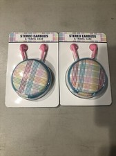 NEW STEREO EARBUDS TRAVEL CASE LOT OF 2