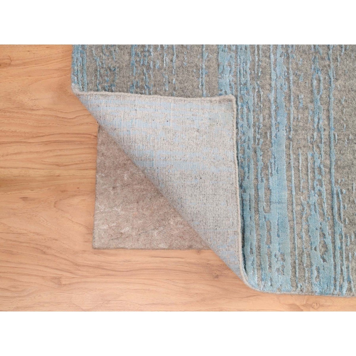 10'x14' Blue Jacquard Hand Loomed Modern Organic Wool