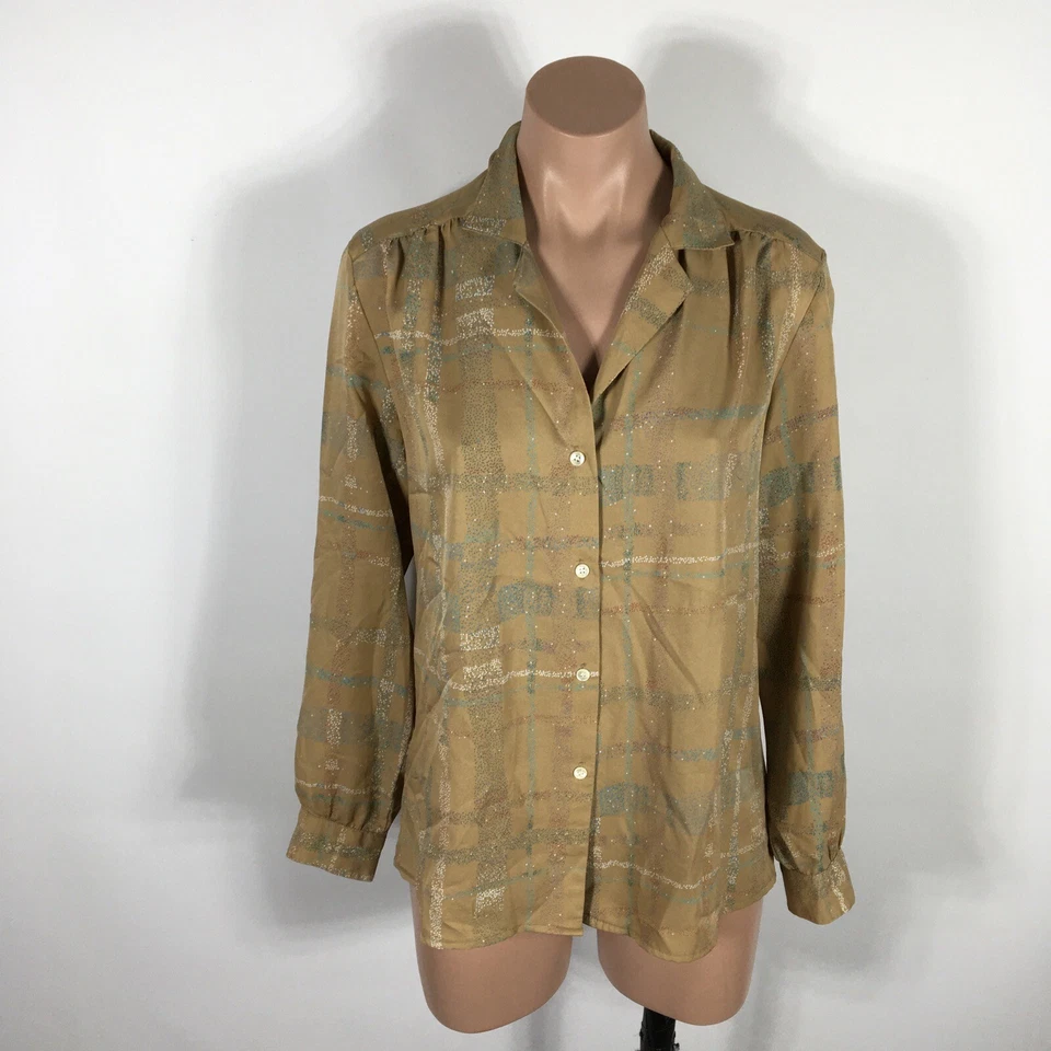 Blusa Muñeca Bebé Levi Strauss & Co Vintage Años 60 50 Tostada A Cuadros Abotonada S/M Foto 3 de 4