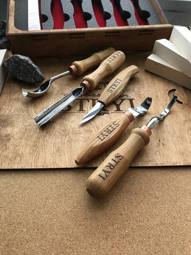 Spoon carving set of 5 tools, Spoon carving kit, Steel hook knives & bent gouges - Picture 9 of 9