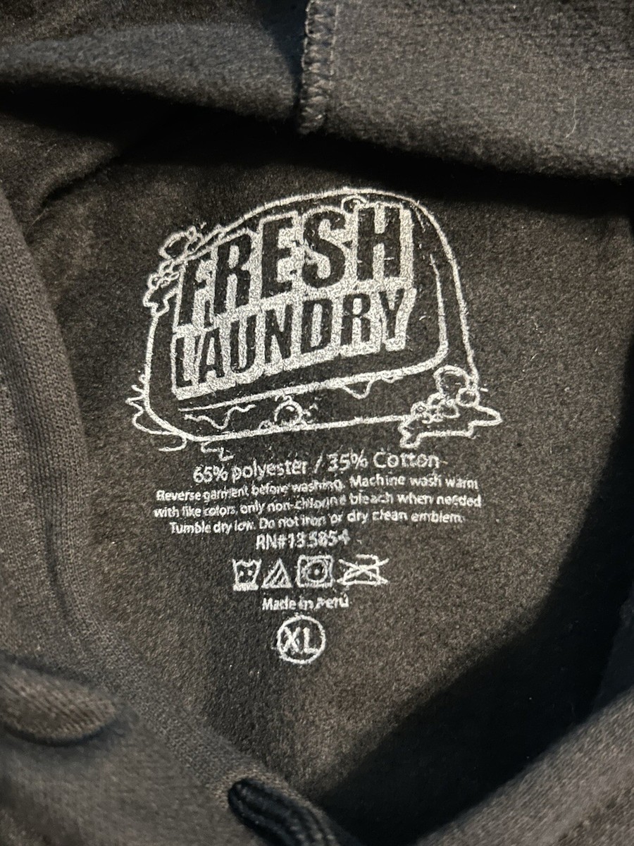 FRESH LAUNDRY GRIM REAPER SKELETON NO LOVE CLUB BLACK HOODIE MENS