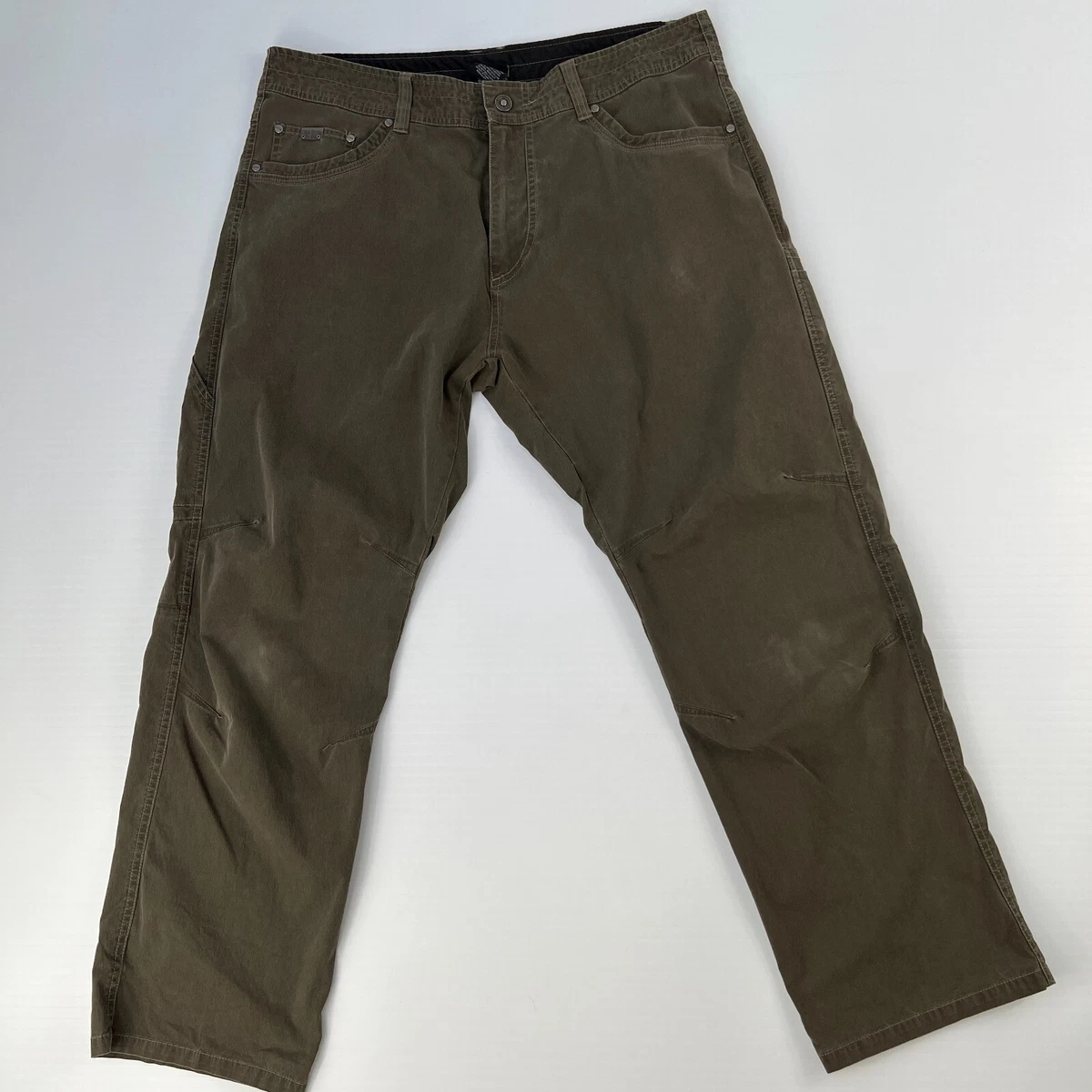 Kuhl Pants Mens 38 Vintage Patina Hiking Olive Zip Up Pockets 38x29 Mid Rise