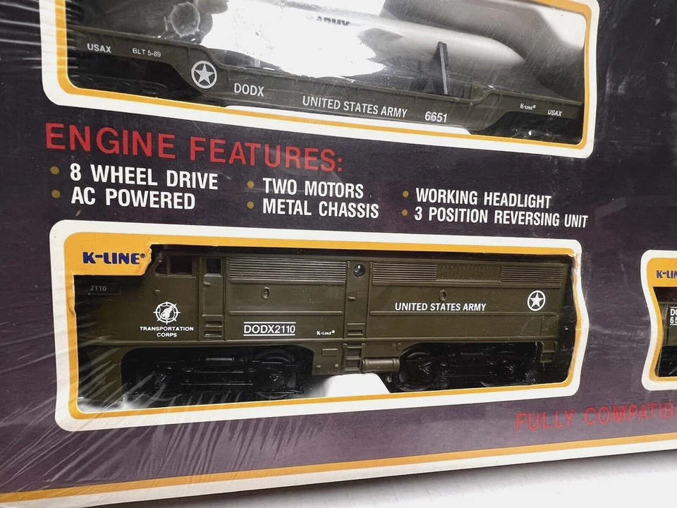 K-LINE THE UNITED STATES ARMY TRAIN 0 27 GAUGE 6-UNIT ELECTRIC TRAIN SET SEALED - Image 4 of 4