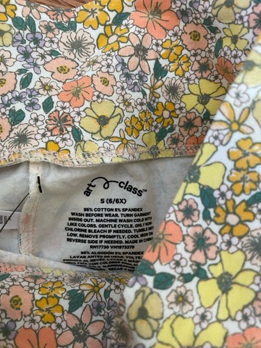 Girls Art Class Cotton/spandex Bicycle Shorts Sz S 6/6X Floral NEW - Picture 3 of 3