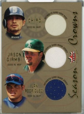 2002 Fleer Triple Crown Ichiro Suzuki Jason Giambi Ivan Rodriguez Triple /100
