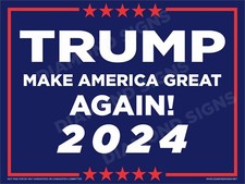 Trump 2024 Political Lawn Sign 24x18 Double Sided w/ metal stake