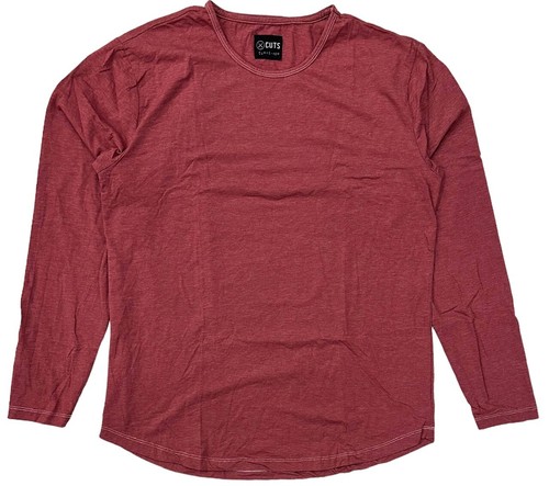 Cuts Clothing Men's Curve Hem Long Sleeve Crew Neck Signature Fit Tee T-Shirt - Picture 6 of 22