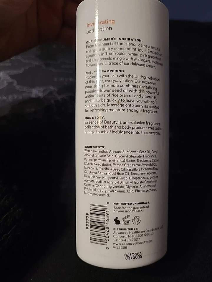 Essence Of Beauty Loción Corporal Vigorizante - In The Tropics 8 OZ Nuevo de Lote Antiguo Foto 3 de 4