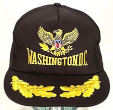 Washington D.C. Hat-Black-Leaf Bill-Snapback-Eagle-Vtg NOS