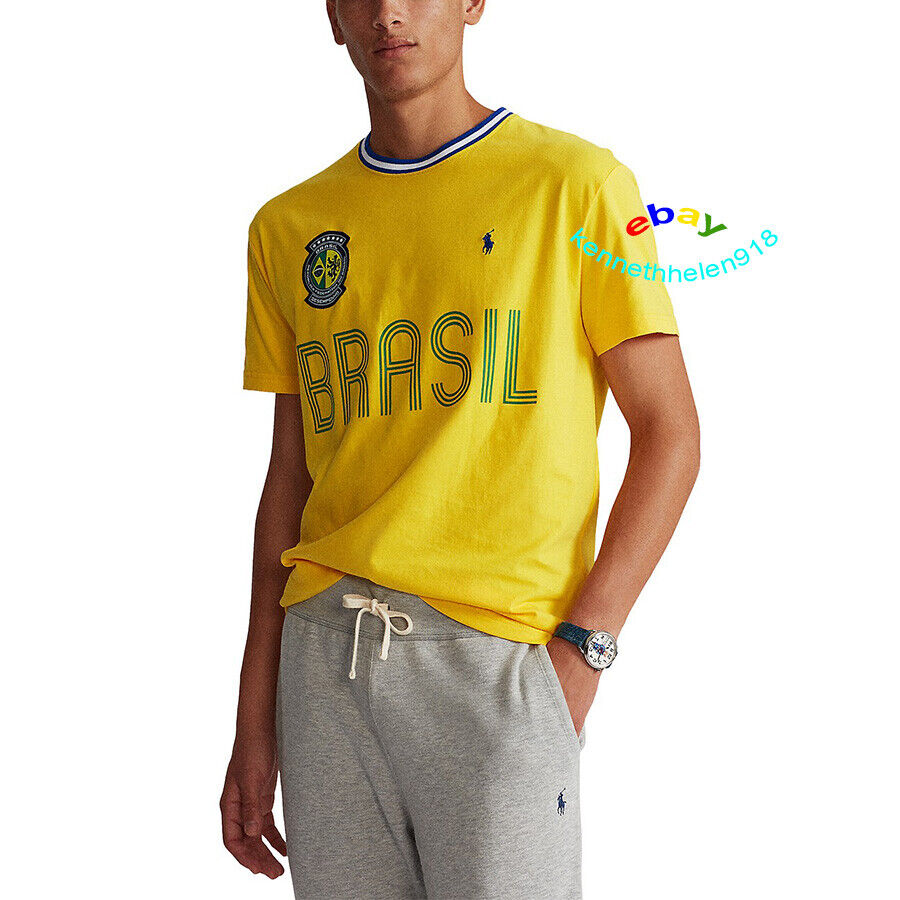 Polo Ralph Lauren Mens BRAZIL World Cup Short Sleeve T Shirt Yellow Tee XL