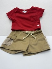 Build a Bear Red Shirt And Brown Camping Fishing Shorts    