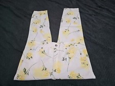 Escada Yellow Rose Garden Pants Ttrousers Women's SZ 34 W24 L24