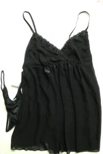 New Linea Donatella Women IBC093 2 Pcs Babydoll Set, Black, Small