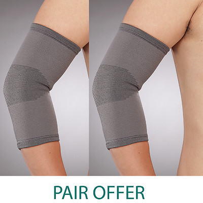 Solace Care Bambus anthrazit elastische ELLENBOGENSTÜTZE Tennis Ellenbogen Sleeve Gym (PAAR)