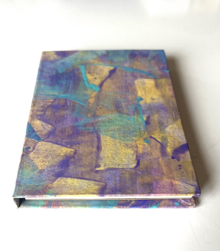 One of a kind colorful paste paper refillable note pad (item np 1)