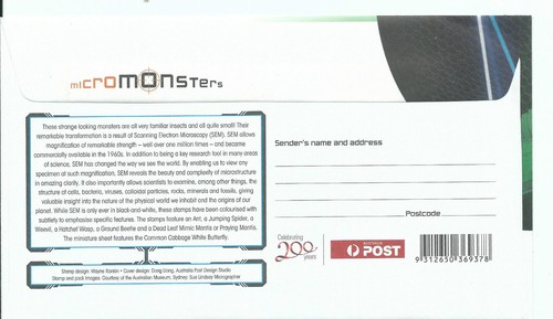 2009 FDC Micro Monsters set of 6 on FDC FD1 28 July Sydney NSW - Picture 2 of 2