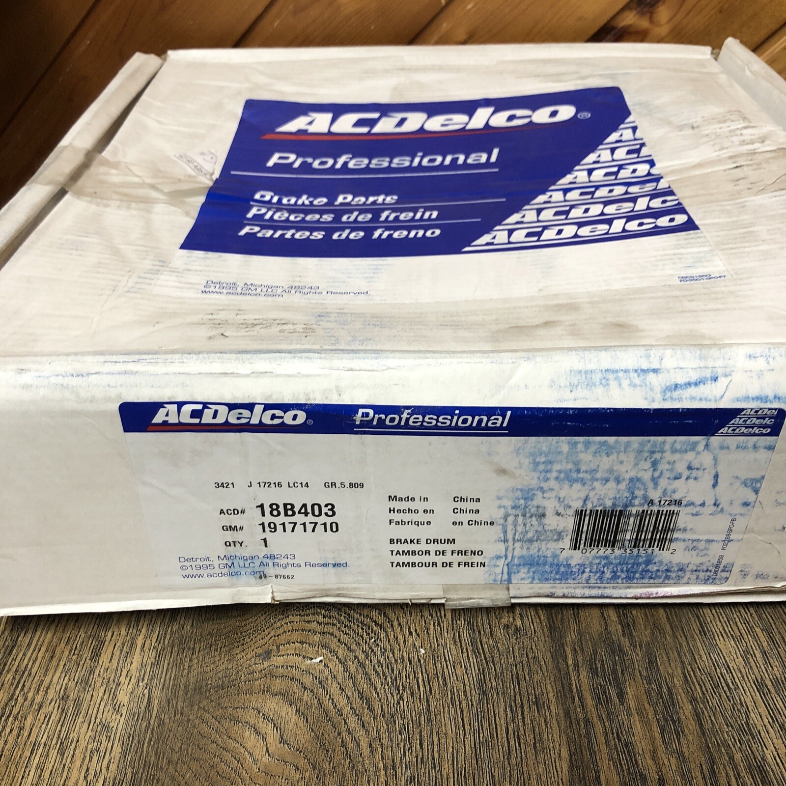 Brake Drums ACDELCO 18B403 19171710 New