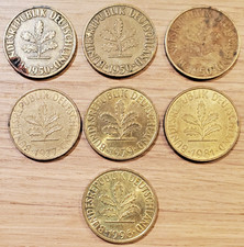 7 German 10-Pfennig Coins 1950, 1950, 1950, 1977, 1979, 1981, 1996 FREE SHIPPING