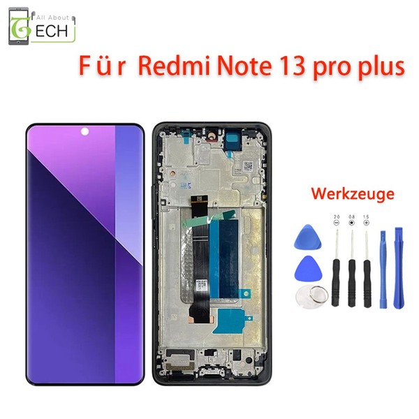 FüR Xiaomi Redmi Note 13 Pro Plus 5G 23090RA98C Lcd Display Mit Rahmen-image