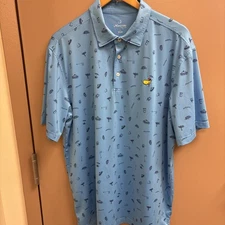 Masters Tech Men's Sports Icons Print Performance Golf Polo Blue Large