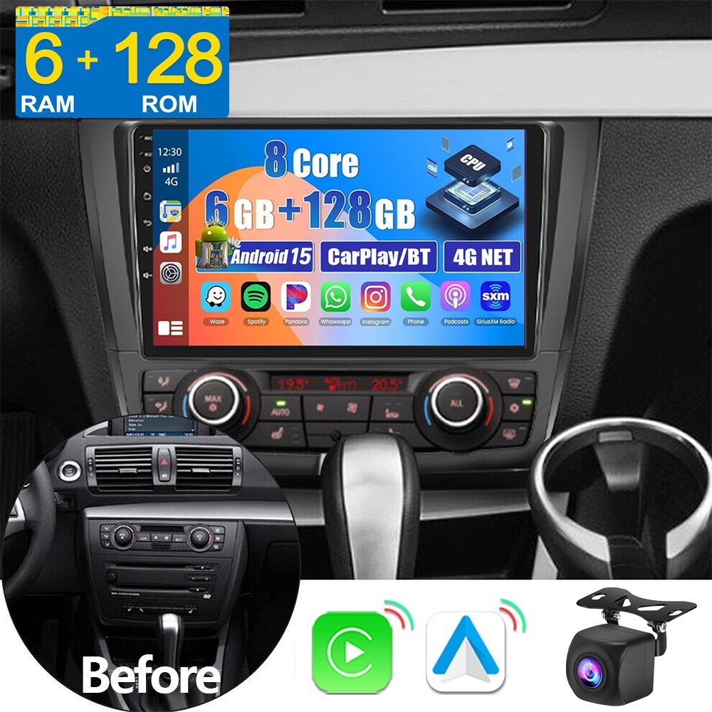 6+128GB Car Stereo Radio Unit For BMW 1-Series E88 E82 E81 E87 2004-2012 +Camera