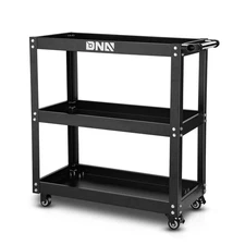 27.56" X 14.17" X 30.71" 80kg Load Capacity Black Steel 3 Tier Rolling Tool Cart