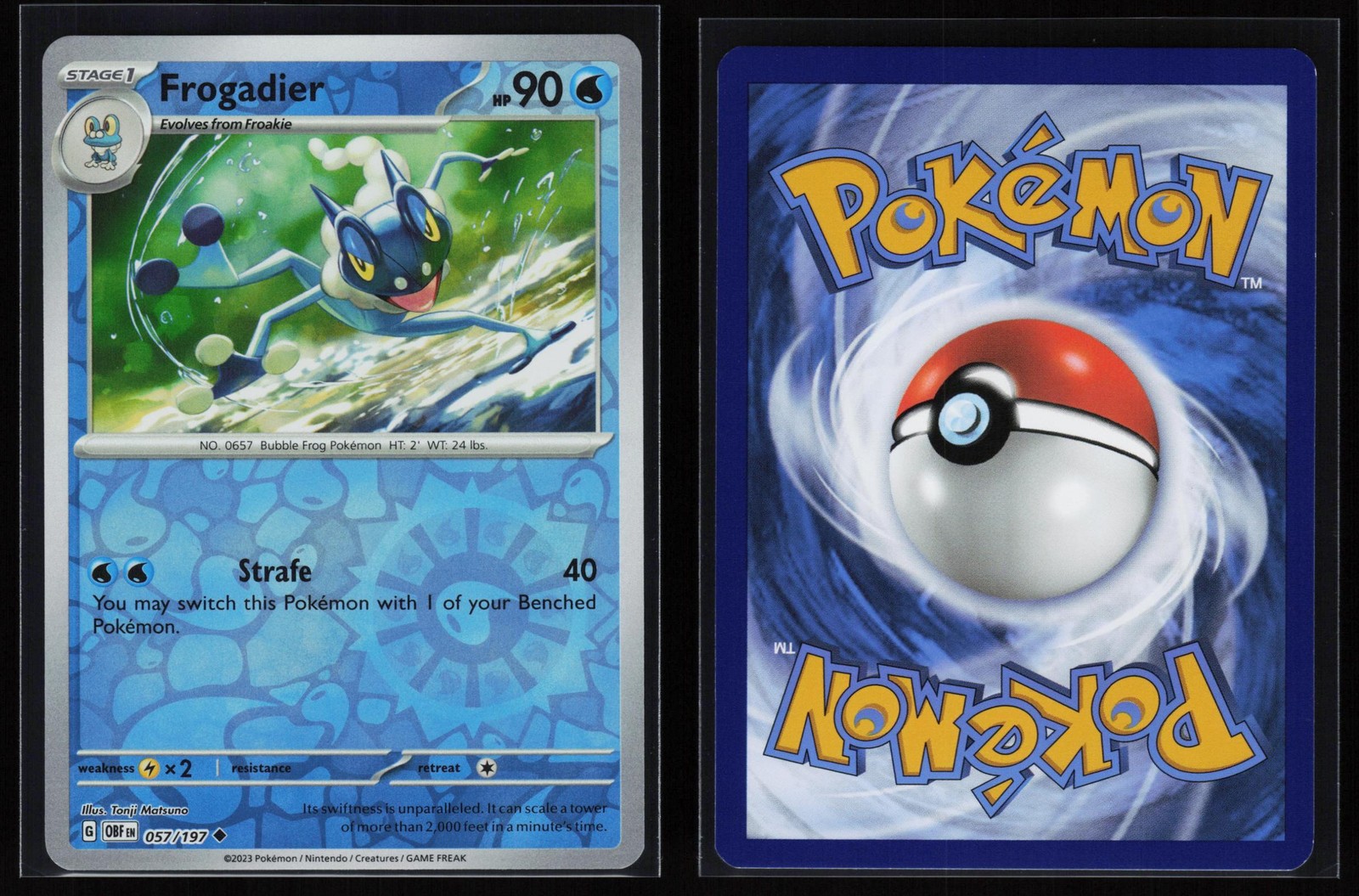 FROGADIER POKEMON OBSIDIAN FLAMES 057/197 UNCOMMON NM/M REVERSE HOLO
