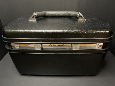 Vintage Samsonite Profile II Case   1970s Hard Shell Vanity Makeup Case Black