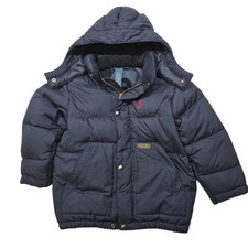Polo Ralph Lauren Puffer Jacket Kids Size 4T Navy Blue Hooded Red Pony