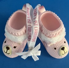Hallmark Keepsake Ornament Baby Girl's First Christmas Pink Teddy Bear