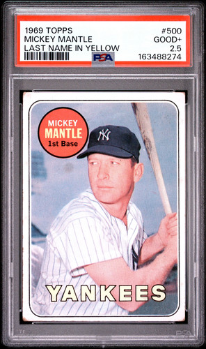 Mickey Mantle - 1969 Topps Last Name In Yellow PSA 2.5