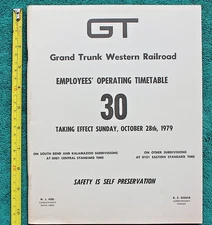 1979 Grand Trunk Western Railroad Employee Timetable #30 GTW Railway Grand Rapid