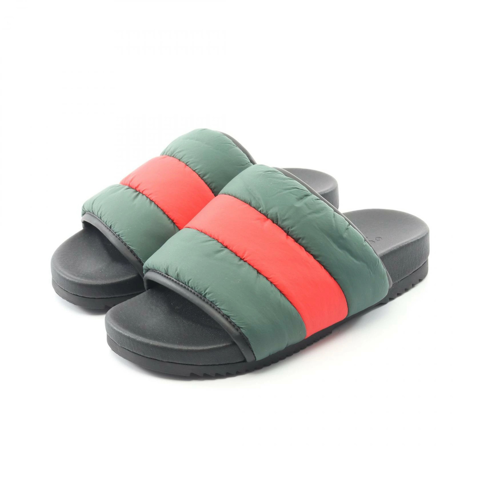 GUCCI Sherry line padded sandals shoes nylon ladies green/red 700320